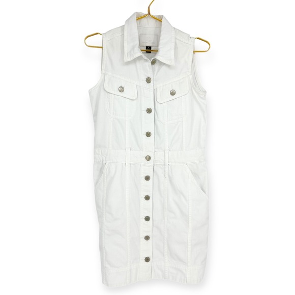 Lauren Ralph Lauren Denim Trucker Dress NWT White Sleeveless Button Front Size 8 - Picture 2 of 10